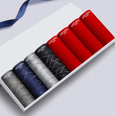 8-delige Heren Ondergoed Set Sport Vierkante Broek Ademende Shorts met Middelhoge Taille Antibacteriële Boxer Shorts XXXL red