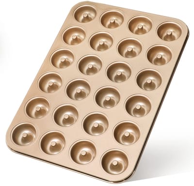 Dailygoods- Donutvorm 24 Gaten - Hittebestendig tot 230 °C - Antiaanbaklaag - Koolstofstaal - Eenvoudig te reinigen - Afmetingen 37,5 x 25,5 x 2,2 cm - Bakvorm