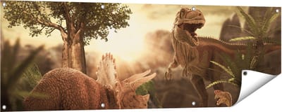 Gards Tuinposter Dinosauri�rs in de Natuur - Dino's - 150x50 cm - Tuindoek - Tuindecoratie - Wanddecoratie buiten - Tuinschilderij