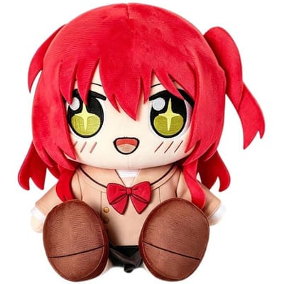 Peluche Poupée en Peluche Assise Banda Scolaire Nijika Kita Douce Figurine Style Anime Porte-clés Pendentif Peluche Cadeau Pour Amateurs de Musique Adolescents