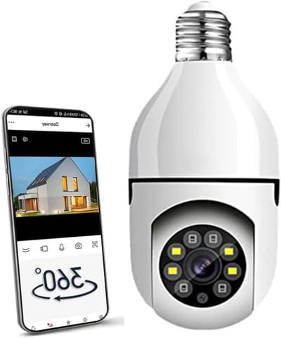 Lamp Camera - Beveiligingscamera Wifi - Huisbewaking Thuis - Panoramisch Zicht - 1080P HD - Wit