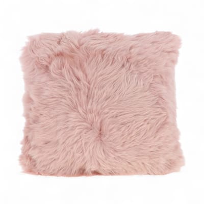 Echt schapenvacht roze echt wol enkelzijdig kussen