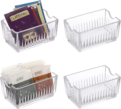 Set van 4 Suikerzak Houders, Plastic Theezakjes Organizer, Sweeteners en Condimenten Bakjes voor Café, Bar en Restaurant