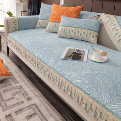Alle Seizoenen Chenille Precisie Jacquard Bankkussen Modern Eenvoudig Splicing Antislip Bankkussenhoes 70*70cm
