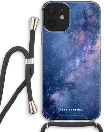 Case Company® - Hoesje met koord geschikt voor iPhone 12 mini hoesje met Koord - Nebula - Telefoonhoesje met Zwart Koord - Bescherming aan alle Kanten en Over de Schermrand