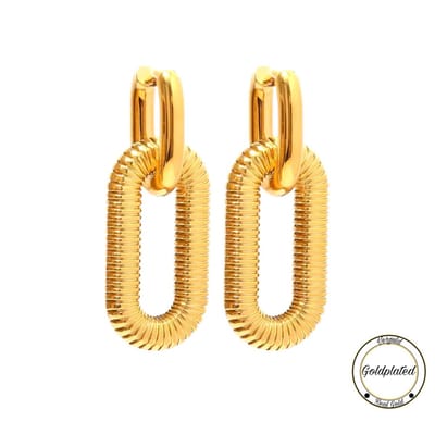 Dubbel Chain Oorbel | Goldplated | Dames Sieraden | Luxe Geschenkzakje | Oorbellen |