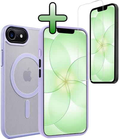 Hoesje Met Screenprotector - Geschikt voor Apple iPhone 17e - Magsafe Compatible - Sterk & Shockproof - Back Cover - Shock Proof Case - Telefoon Hoes - Lila