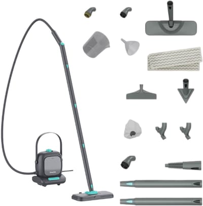 Achaté Stoomreiniger PRO V2 – Stoomreiniger Vloer & Bank – 1500W Tapijtreiniger – Vlekkenreiniger – Stoomdweil & Stoommop – Voegenreiniger voor Badkamer & Keuken – Handstomer – Reinigingsmachine – 3.5 Bar – 800ml – Doodt 99,9% Bacteriën