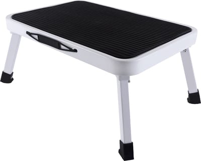 Trapladder Met 1 Trede, Opvouwbare Trapstoel, Trapladder Met één Trede en Antislip Rubberen Mat, Tot 150 kg, Voor in De Keuken en Het Huis
