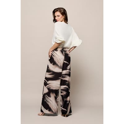 Aiden Print Broek Zwart / Off White