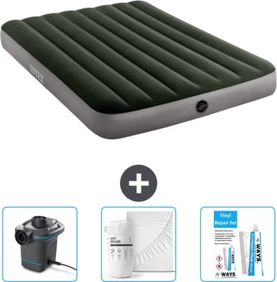 Intex Luchtbed - Twijfelaar - 137 x 191 x 25 cm - Groen - Inclusief Pomp - Hoeslaken en Reparatieset