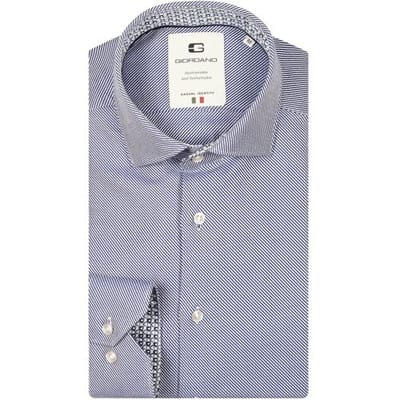 Giordano Overhemd Maggiore Diagonal Stripe Double Twill Two-Ply Cotton Bright Cobalt / male