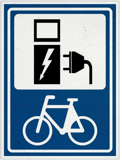 Oplaadpunt elektrische fiets bord - E1001 | Sign Again materiaal | 20 x 15 cm