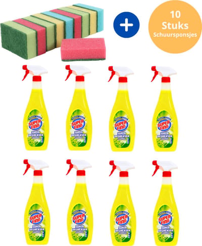Ontvetter - 8 Stuks - Schoonmaakmiddelen - Keukenreiniger - Badkamer Reiniger - Schoonmaken - Allesreiniger Voordeelverpakking
