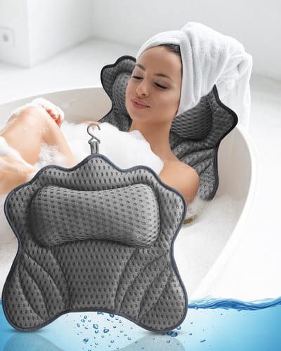 Dailygoods- Badkussen Zacht - 4D Air-Mesh Technologie - Ondersteuning Hoofd/Nek/Schouders/Rug - 6 Zuignappen - Ademend/Antischimmel - Ergonomisch Ontwerp - Badkussens