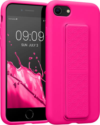 kwmobile back cover voor smartphone - geschikt voor Apple iPhone SE (2022) / iPhone SE (2020) / iPhone 8 / iPhone 7 - 1x beschermhoesje van kunststof - In neon roze