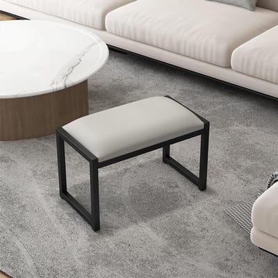 Voetenbank en Schoenenbank - Ottomaan Poef - Extra Zitplaatsen - Met Metalen Poten - 60 cm - Beige
