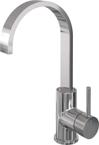 Brauer Chrome Carving - Wastafelkraan - Opbouw - Glans Chroom - Mengkraan - Hoog - 1 Greeps - Model A - Draaibare Platte Uitloop