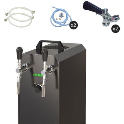 Kit Complet Système Distribution Tireuse à Bière STREAM 50K POMpe à Air Valise Bière Refroidisseur 2 Voies Sec 55 L/h Têtes Plates