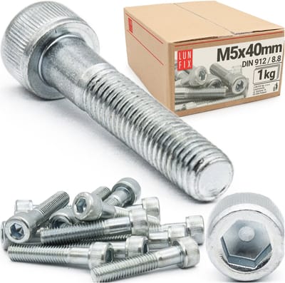 LUN FIX - Zylinderkopfschroeven M5 x 40 mm - 130 stuks - DIN 912 - Vol draad - Staal verzinkt