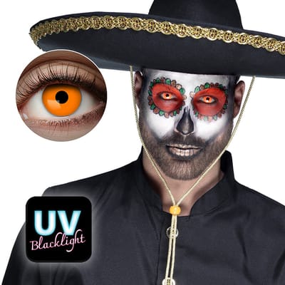 Boland - Paar maandlenzen UV Flash oranje Oranje - Volwassenen - Halloween en Horror - Halloween contactlenzen - Horror