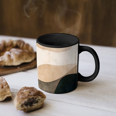 Magische Mok - Foto op Warmte Mokken - Koffiemok - Vormen - Okergeel - Abstract - Magic Mok - Beker - 350 ML - Theemok