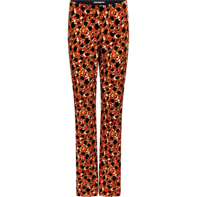 EsQualo Trousers Flair Velours Leopard Skins Print Maat: XS | Pantalons Outlet | Dames | Oranje