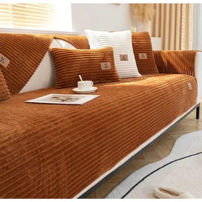 Flanel bankhoes winter verdikking warm zacht pluche verticale lijnen kussens antislip woonkamer lederen bank rugleuning armleuningen 110x160cm 1pcs