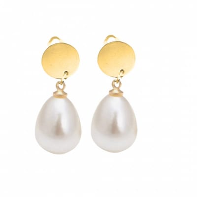 Clip oorbellen -Parijs- goudkleurig- Synthetische-parel- lang- geen gaatje-Charme Bijoux