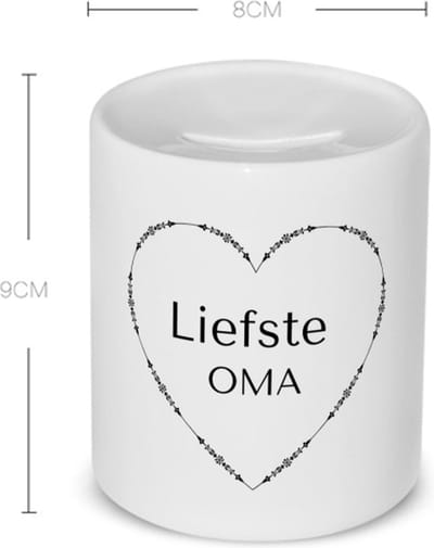 Akyol - liefste oma Spaarpot - Oma - de liefste oma - verjaardag - cadeautje voor oma - oma artikelen - kado - geschenk - 350 ML inhoud