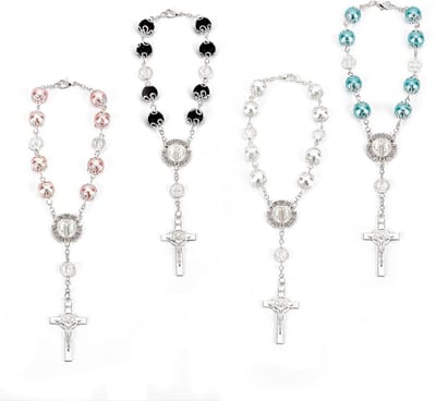 Ronte - Auto spiegel decoratie crucifix interieur ornament set van 4 - Accessoires voor auto achteruitkijkspiegel met kruis voor vrouwen en mannen.
