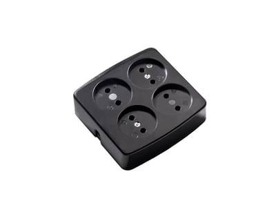 Martin Kaiser 4-Weg Unearthed Square Zwarte Contactdoos 16Amp (Europese Stekkerdoos) - 510/sw [25 stuks]