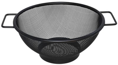 Gerimport Keuken vergiet met handvaten - zwart - metaal - 20 cm - afgiet zeef