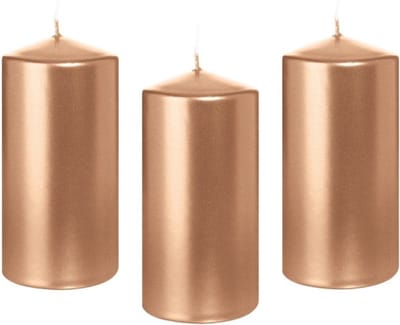 Trend Candles Cilinderkaars/stompkaars - 8x - roségoud - 6 x 12 cm - 40 branduren - horeca kaarsen