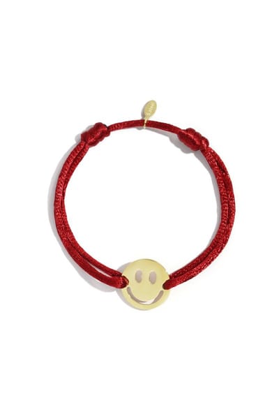 Bijoutheek Armband (Sieraad) Koord Smiley Vriendschap Bordeaux