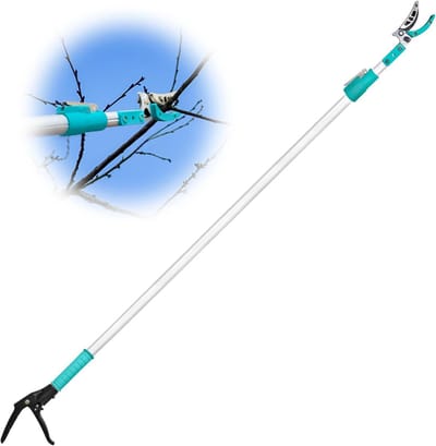 Telescopische Snoeischaar - Snoeischaar Lange Steel - Hoge Takken Snoeien - Zwenkbare Kop - Tot 3 Meter - Turkoois