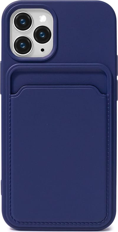 Hoesje Pasjeshouder geschikt voor iPhone 13 Pro Blauw - Siliconen Case Back Cover