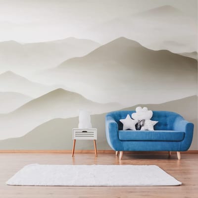 Fotobehang Profhome 383081-GU vliesbehang hardvinyl warmdruk in reliëf glad met landschappen mat beige wit 3,71 m x 2,8 m