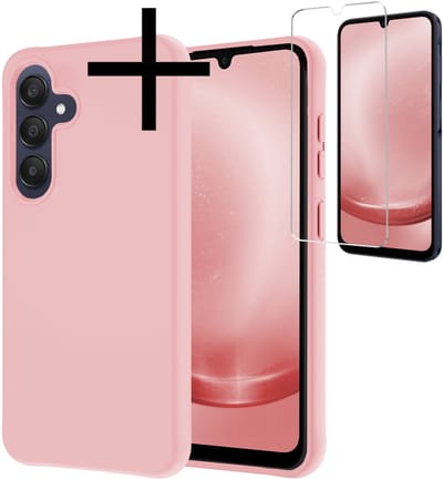 Hoesje - Met Screenprotector - Geschikt voor Samsung Galaxy A26 - Sterk & Shockproof - Back Cover - Siliconen Case - Telefoon Hoes - Lichtroze
