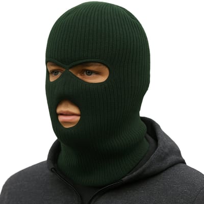 Facemask - Sportmuts - Driegats Muts - Skimuts - Bivak - Balaclava - Donker Groen - One Size