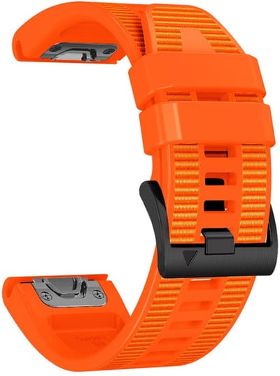 Hybride siliconen-nylon bandje - geschikt voor Garmin Fenix 5 / 5 Plus / 6 / 6 Pro / 7 / 7 Pro / 8 (47 mm) / E (47 mm) / Epix (Pro) (2) 47 mm/ Quatix 5 / 6 / 7 / 7 Pro / Approach S60 / S62 / S70 47 mm / MARQ - oranje