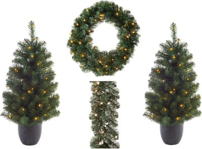 Decoris Kunstkerstbomen H 90 Cm 2pcs - Kerstkrans - Slinger- Pvc