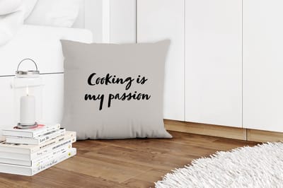 Sierkussens - Kussentjes Woonkamer - 45x45 cm - Quotes - Koken - Spreuken - Cooking is my passion