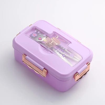 Boîte à lunch à motif de dessin animé pour enfants, étudiants, cafétéria, four à micro-ondes, boîte à lunch avec vaisselle, récipient pour sandwich, petit-déjeuner