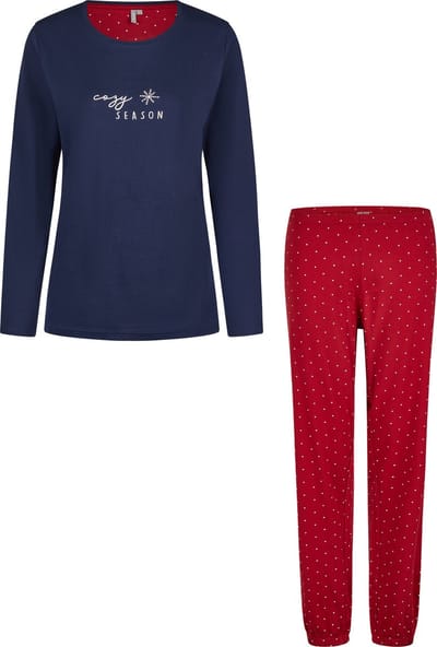 By Louise Dames Pyjama Set Lang Katoen Blauw - Maat S