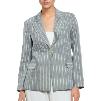 Goa Goa Blazer Gessato in gemengde Lino Beige met Righe Elegant 15200075/535