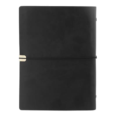 Navulbaar A5 Notitieboek van PU-leer - Gelinieerd, 80 Pagina's, Zwart