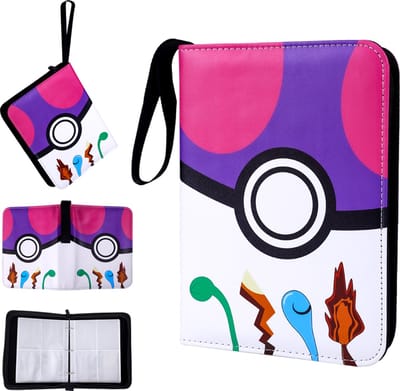 Buxibo Verzamelmap Geschikt voor Speelkaarten - Verzamelalbum met Rits - 4 Pocket Map Binder Houder - Opbergmap voor 400 Kaarten - Purple
