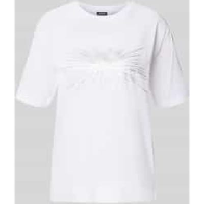 T-shirt met logo en siersteentjes, model 'Tesia'