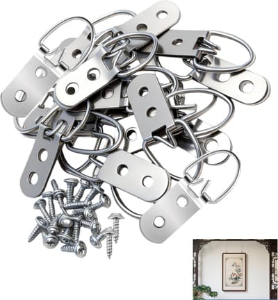 30 stuks D-ring fotohangers met schroeven, fotolijst, haken, ogen, set voor het ophangen van foto's, schilderijen, kunstwerken, horloges en kruissteekframe, robuuste ophanghaak voor lijsten